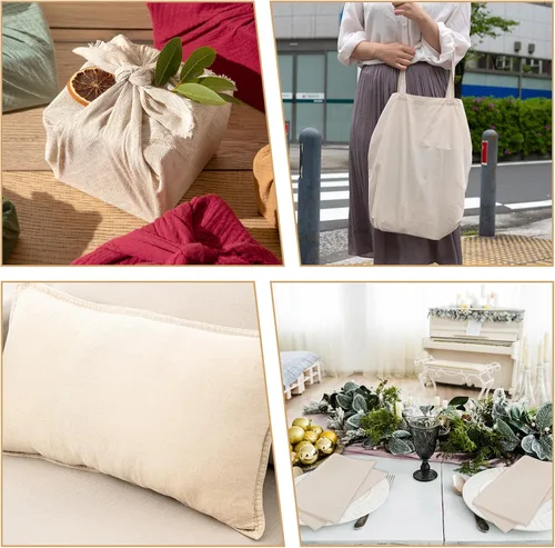 Vista 5 de Tela de muselina de algodón de 63 x 40 pulgadas, tela de lino de muselina sin blanquear, telas de muselina de algodón natural beige para coser ropa