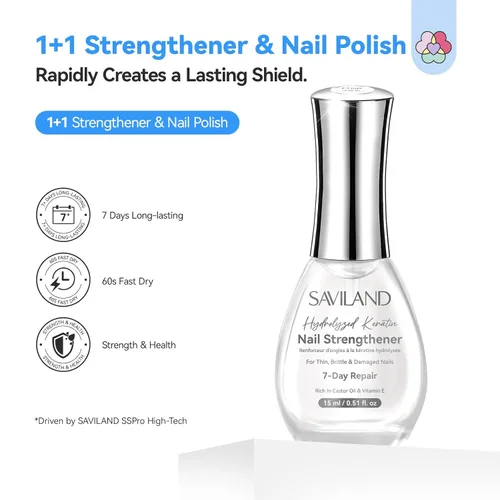 Vista 7 de SAVILAND Fortalecedor de uñas transparente, 0.5 fl oz: secado rápido al aire natural crecimiento de uñas para uñas dañadas, esmalte de uñas