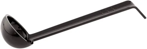 Vista 2 de Restaurantware Cucharón de 1 onza para servir con 1 mango de gancho - Cucharón de salsa de plástico negro apto para lavavajillas, reutilizable