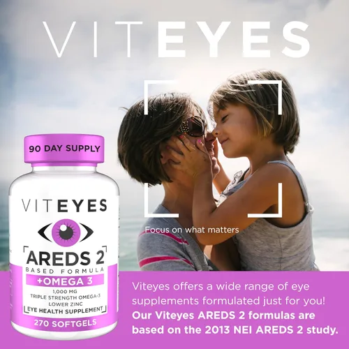 Vista 2 de Viteyes AREDS 2 + Omega-3 cápsulas blandas de apoyo macular, más omega-3 de triple fuerza (650 mg EPA, 350 mg DHA) para la salud del corazón