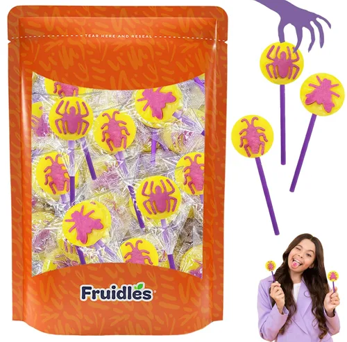 Vista 9 de Fruidles Insects Tattoo Lollipop Suckers Candy, ideal para rellenos de bolsas de fiesta, envueltos individualmente (5 libras, a granel)