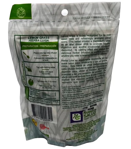 Vista 5 de Té de hierba de limón - Hierba Luisa - Hoja de té de hierbas de Perú - Para el mantenimiento de la buena salud - 1.41 oz en una bolsa con cierre