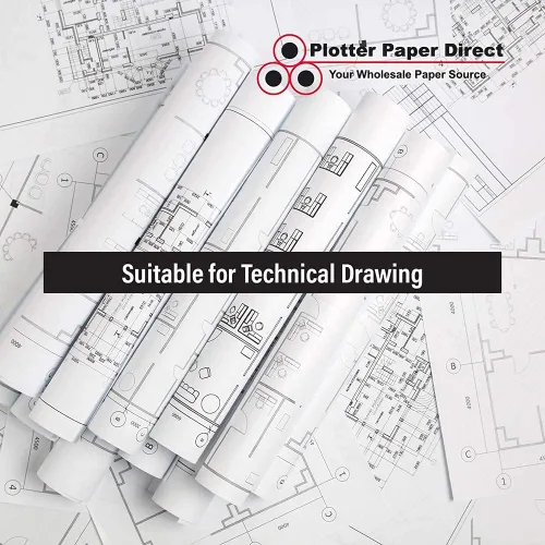 Vista 5 de Plotter Paper Direct (46 libras, recubierto, 1 rollo, núcleo de 2 pulgadas, 24 pulgadas x 100 pies) para impresión CAD en impresoras de chorro