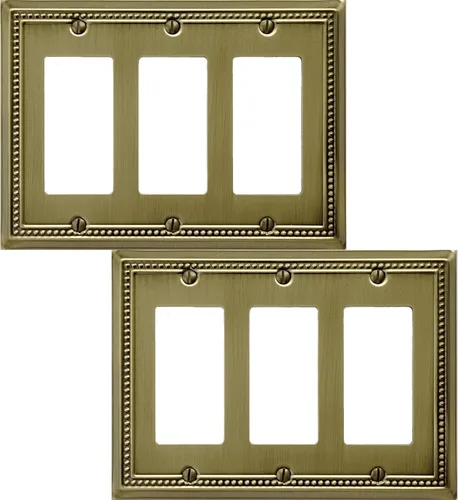 Vista 18 de OKAWYC Belaire - Cubierta para interruptor de luz de decoración individual, placa de pared de metal con cuentas, paquete de 4 unidades de bronce