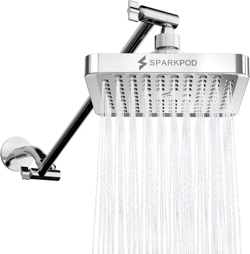Vista 22 de SparkPod Cabezal de Ducha de Lluvia Redondo con Brazo de Extensión - Cabezal de Ducha de Altura Ajustable con Rendimiento de Alta Presión