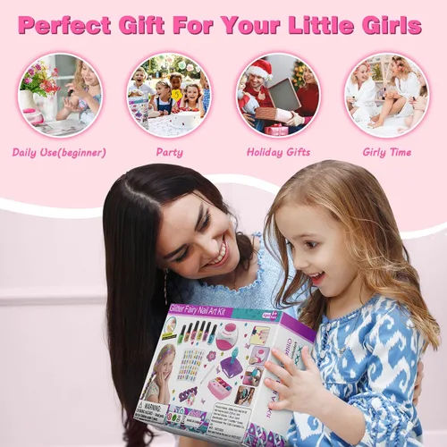Vista 7 de Juego de esmaltes de uñas para niñas con kit de sellado de gemas para el cabello, kit de arte de uñas para niños de 7 a 12 años - Cosas geniales