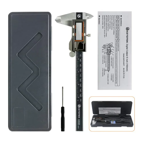 Vista 7 de KETOTEK Herramienta de medición de calibrador digital, IP54 resistente al agua de acero inoxidable, pinza electrónica Vernier de 6 pulgadas/5.906