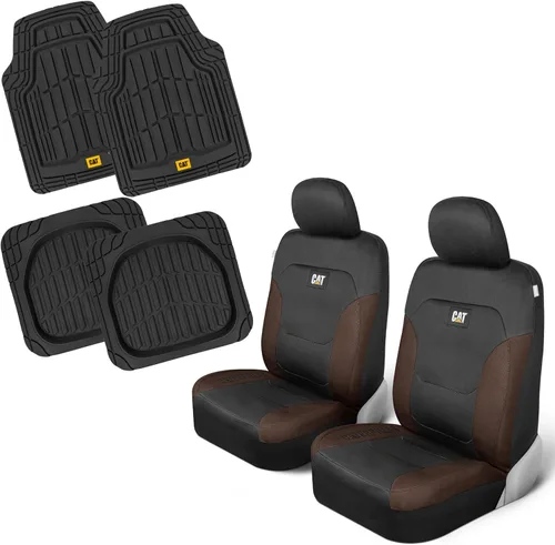 Vista 20 de Fundas de asiento CAT Flexfit negras y azules para coches, camiones y SUV - (2) Fundas de asiento delanteras para coche Protectores de asiento