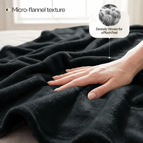 Vista 5 de Utopia Bedding Manta de forro polar negro, tamaño individual, ligera, mullida, suave, antiestática de microfibra (60 x 80 pulgadas)