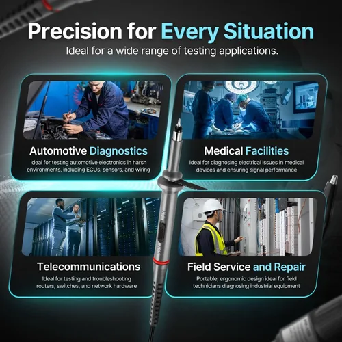 Vista 8 de Hantek PP-80 2 sondas de osciloscopio X1/X10 de 60 MHz con kit de accesorios gratuito para HP Tektronix Hitachi 200 V - 600 V