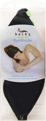 Vista 2 de Block Out - Sombra de ojos ligera para dormir con tapones para los oídos, color negro