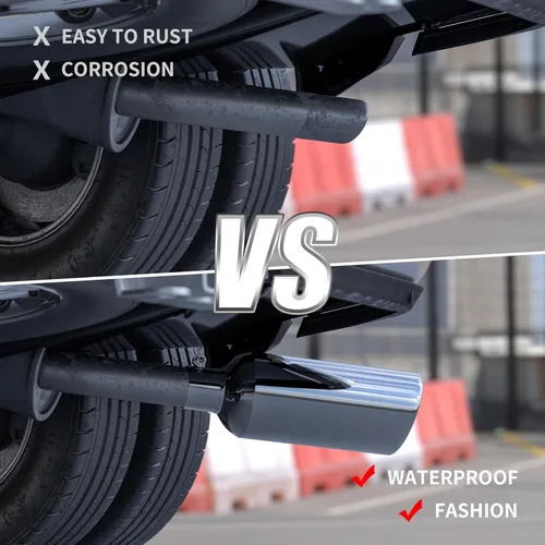 Vista 8 de Richeer Punta de escape de entrada de 3 pulgadas, salida de 6 pulgadas, longitud total de 15 pulgadas, punta de escape de acero inoxidable