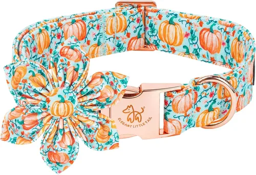 Vista 16 de Collar para perro Elegant little tail de otoño, collares para mascotas de Halloween con flor, lindo estampado de calabaza, collar para cachorro B