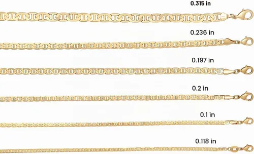 Vista 4 de Barzel - Collar de cadena Mariner chapado en oro de 18 quilates para mujer, plana Marina - Hecho en Brasil Oro de 3 mm.