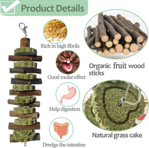 Vista 2 de kathson Juguetes masticables de conejillo de indias para rechinar dientes, juguetes para masticar los dientes de conejo, cuidado de los dientes