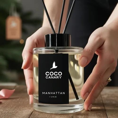 Vista 8 de Coco Canary Juego de difusor de varillas de 6.7 onzas líquidas, fragancia para el hogar, Manhattan, aroma masculino de larga duración, notas