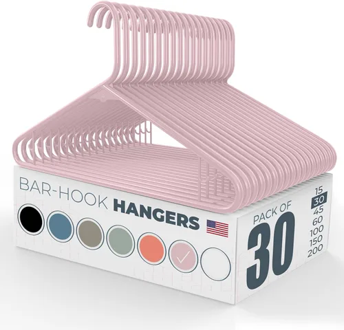 Vista 67 de Perchas de plástico fuertes hechas en Estados Unidos a granel, 20, 30, 50, 100 unidades, disponibles, para ropa de lavandería, perchas de plástico