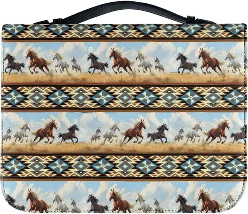 Vista 26 de Cozeyat American Flag Bible Cover Large Size Church Study Book Carrying Bag Highland Cow Bible Protective Case with Handle and Zippered Pocket for