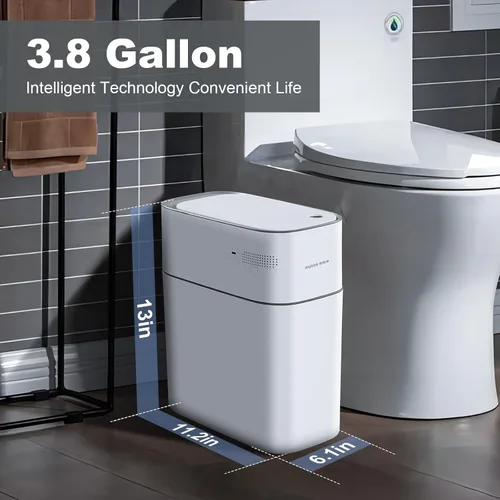Vista 8 de JOYBOS Paquete de 2 cubos de basura con sensor para baño con tapa