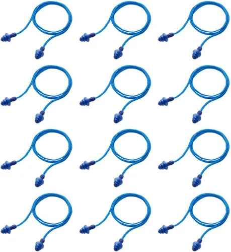 Vista 2 de Tapones reutilizables de silicona para los oídos, 12 pares de tapones para los oídos suaves con cable de reducción de ruido, tapones para los oídos