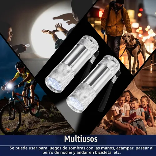 Vista 6 de VIHOSE 12 piezas de linternas mini a granel, linternas de mano brillantes de aluminio con cordón, linternas LED pequeñas para lectura nocturna