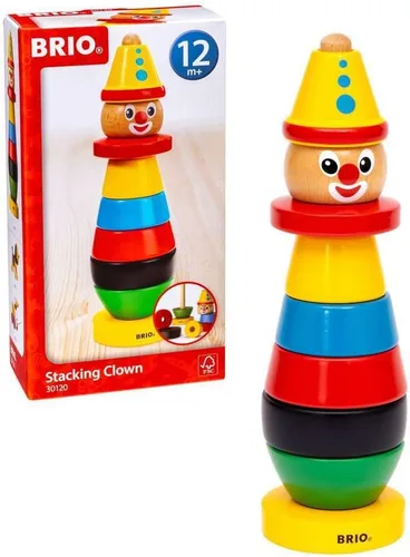 BRIO Infant & Toddler 30120 - Stacking Clown - 9 Piece Wood Stacking Toy for Kids Ages 1 and Up