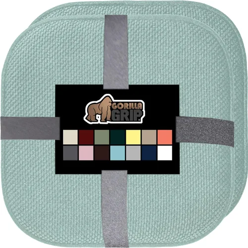 Vista 23 de GORILLA GRIP Juego de 2 cojines antideslizantes para silla, no requieren ataduras, almohadillas de espuma viscoelástica para comedor, mesa