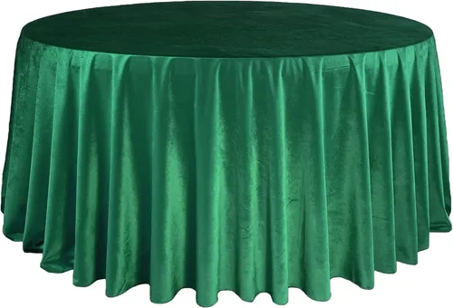 Vista 11 de YOUR CHAIR COVERS - Mantel redondo de terciopelo real de 120 pulgadas - Mantel de lino color burdeos para mesas redondas estándar