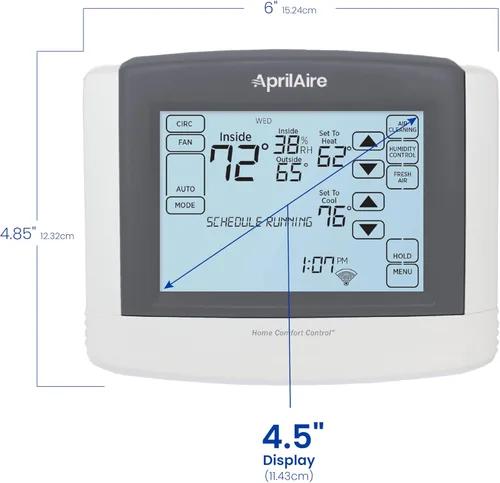 Vista 8 de AprilAire Termostato de pantalla táctil programable Wi-Fi 8910W con control IAQ; compatible con Amazon Alexa y Google Assistant