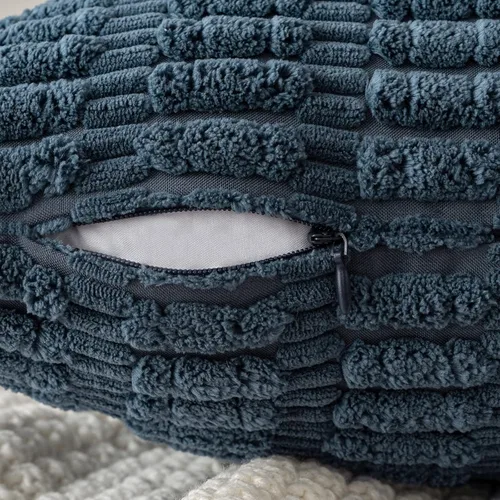 Vista 270 de MIULEE- Juego de 2 fundas de pana suave para cojín; diseño a rayas estilo bohemio, moderno, rural; decoración costera p/verano, hogar, sala de Azul