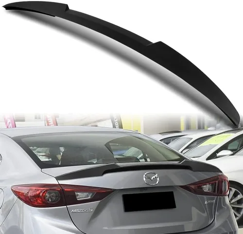 Vista 8 de EPARTS - Alerón trasero de plástico ABS estilo V, tapa extendida compatible con Mazda 3 Sedan 2014, 2015, 2016, 2017, 2018 (estilo carbono)