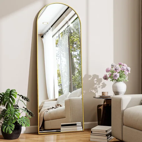 Vista 26 de BEAUTYPEAK Espejo de longitud de arco de 71 x 30 pulgadas con soporte Negro