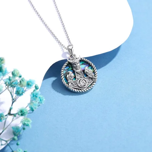 Vista 5 de Collar de águila, collar de cuervo, plata de ley 925, vikingo, cuervo, águila, collar con colgante de pájaro de presa, regalos de joyería