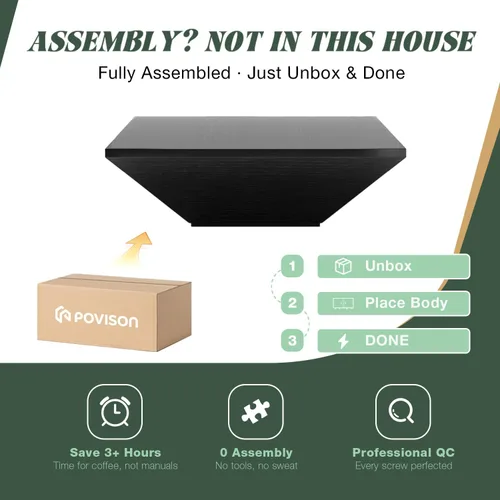 Vista 3 de POVISON Mesas de centro modernas para sala de estar, mesa de centro cuadrada con almacenamiento, mesa de centro de madera con cajones, mesas