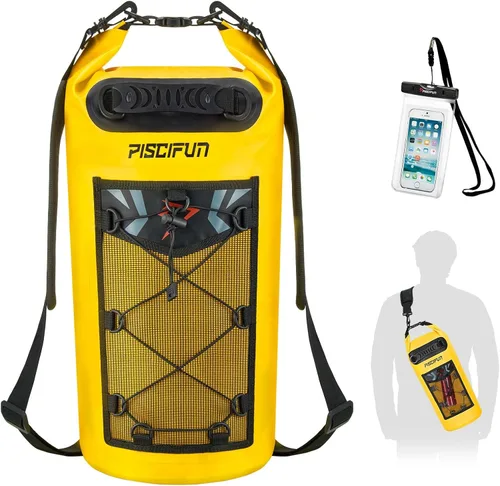 Vista 38 de Piscifun Bolsa seca, mochila flotante impermeable 10L/20L/30L/40L con funda impermeable para teléfono para navegación, kayak, pesca