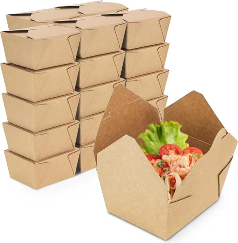 Vista 8 de Fit Meal Prep Paquete de 50 recipientes de papel de 30 onzas para alimentos para llevar, cajas para llevar alimentos, aptos para microondas y a