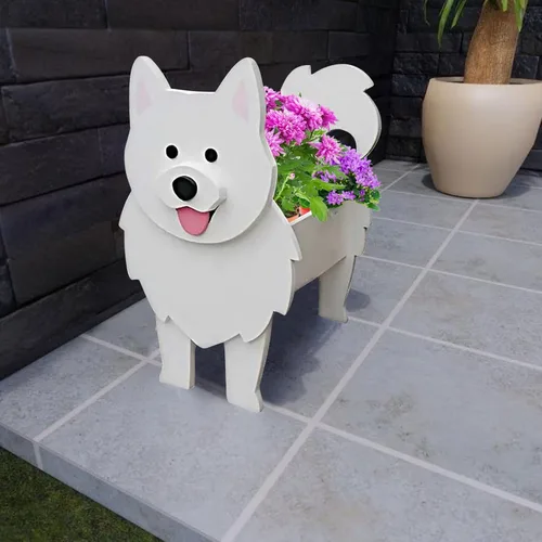 Vista 5 de Maceta para perros para plantas al aire libre, maceta con forma de perro de jardín, maceta, contenedor de almacenamiento de animales, maceta