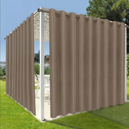 Vista 32 de OutdoorLines Cortinas impermeables para interiores y exteriores para patio – Panel de cortina de privacidad y bloqueo solar con ojales, resistente a