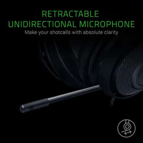Vista 3 de Auriculares de juego Razer Kraken: estructura de aluminio ligera, micrófono retráctil con cancelación de ruido, para PC, PS4, PS5, conmutador, Xbox