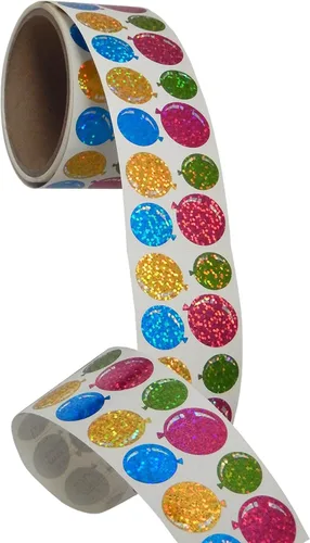 Vista 14 de Rollo de calcomanías prismáticas a granel, globos/serpentinas - 50 repeticiones