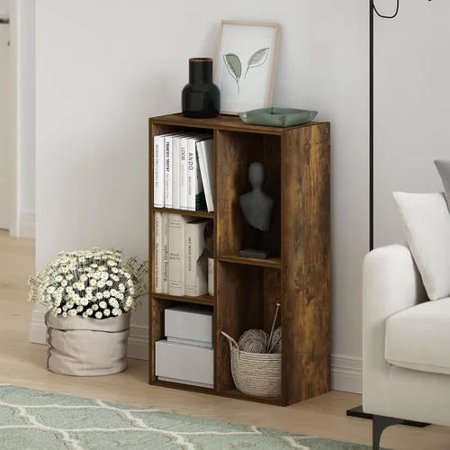 Vista 337 de Furinno - Estantería de cubos de 5 niveles serie Luder para libros y almacenamiento, color roble francés