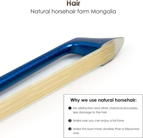 Vista 5 de Kmise Arcos para violín de fibra de carbono: Arco de violín ligero 1/2, arco de violín antideformación, pelo de caballo ultraelástico, regalo