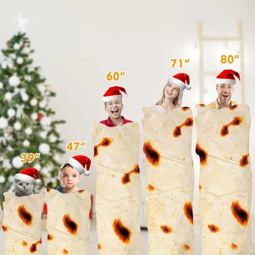 Vista 2 de LetsFunny Manta de Lanzar de Tortilla de Burrito para Sofá, Mantas de Envolver de Tortilla de Taco de Burrito de Doble Cara, Mantas Redondas