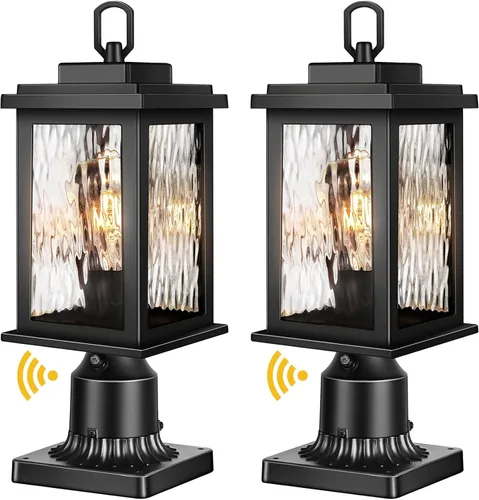 Vista 10 de VIANIS Luces de Poste para Exteriores de Bronce Frotado con Aceite Paquete de 2, Postes de Luz del Atardecer al Amanecer para Exteriores con Base