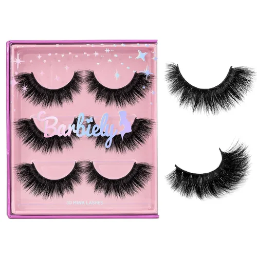 Vista 20 de Pestañas naturales de 0.59 pulgadas, pestañas de visón real 3D, 3 pares de pestañas postizas cortas y finas, pestañas de aspecto natural hechas a