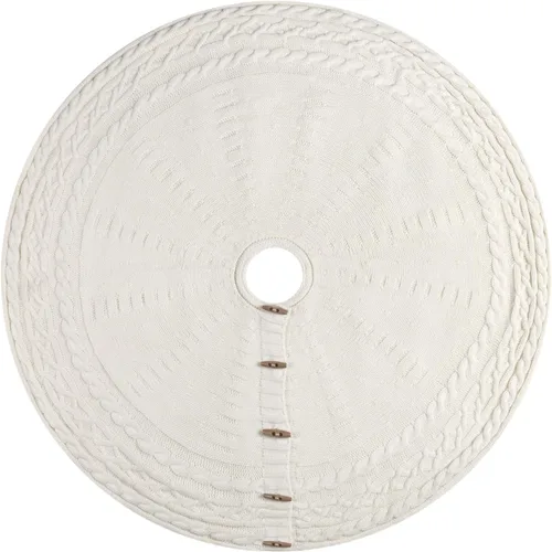 Vista 13 de 36-Inch Cable Sweater Knit Christmas Tree Skirt with Wooden Toggles, Burgundy