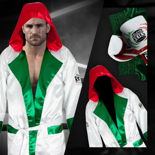 Vista 4 de CLETO REYES Bata de boxeo de satén con capucha para hombres y mujeres, ropa de uniforme de competición unisex para adultos