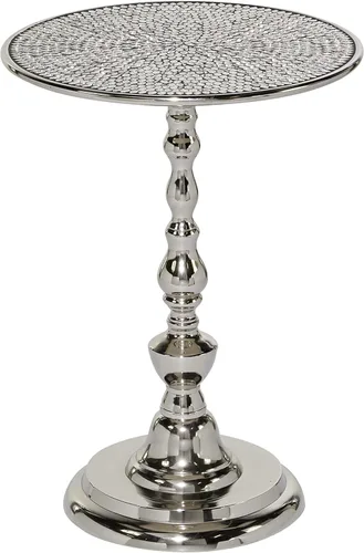 Vista 3 de Deco 79 Mesa auxiliar de metal de aluminio, mesa auxiliar de 16 x 16 x 20 pulgadas, color plateado