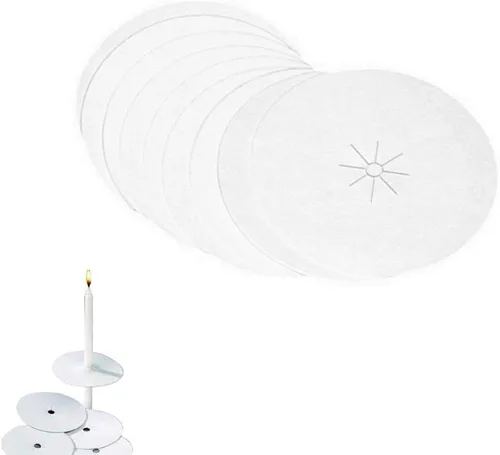 Vista 4 de D'light Online Protector de goteo – 100 portavelas Bobeche de papel para vigilia a la luz de las velas, servicio de la iglesia, misa de la iglesia
