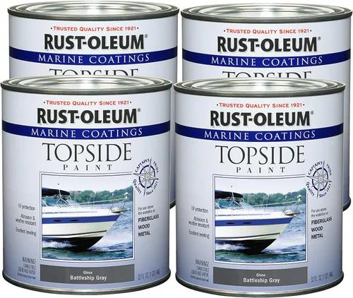 Vista 25 de Rust-Oleum 207000 Pintura para revestimiento de cubierta marina, cuarto de galón, color blanco semibrillante 32 onzas líquidas (paquete de 2)